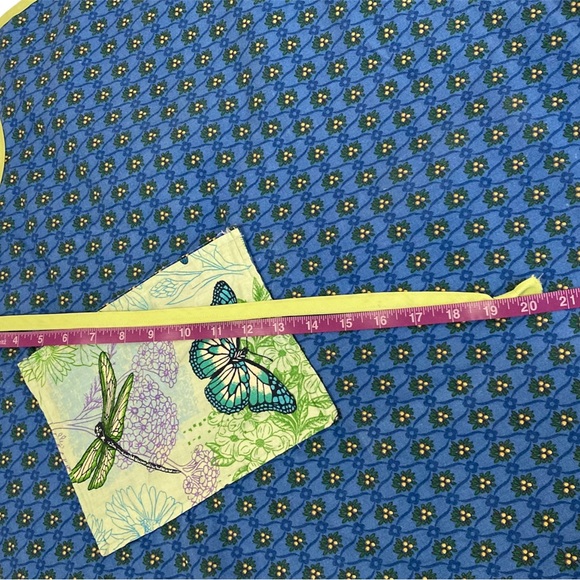 Reversible Cloth Green Blue Bib Apron Butterfly Floral Pocket Vintage? Handmade? - Picture 7 of 12